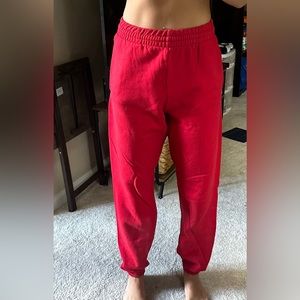 Red Walmart sweatpants